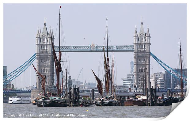 Below Tower Bridge Print by Stan Mitchell