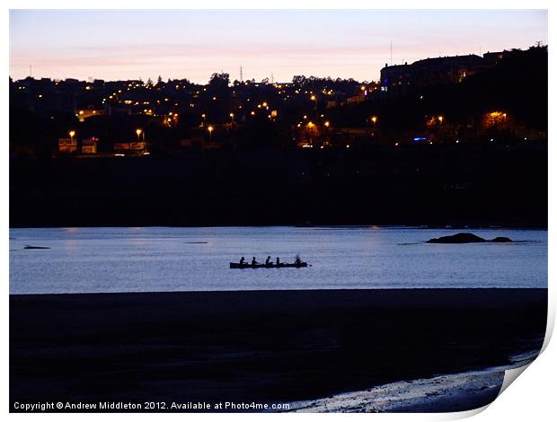 Rowing Practice Print by Andrew Middleton