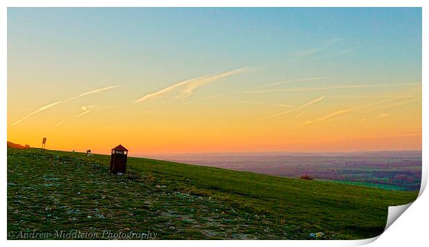 Coombe Gibbet Landscape Print by Andrew Middleton