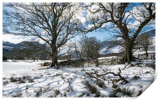 Borrowdale Winter Print by John Dunbar