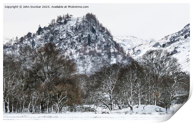 Winters Touch on Castle Crag Print by John Dunbar
