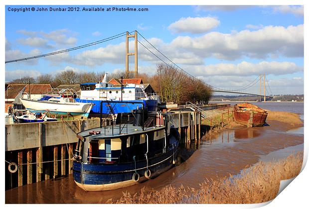 Humber Bridge Boatyard Print by John Dunbar