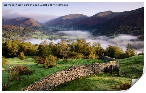 Grasmere below Red Woods Print by John Dunbar