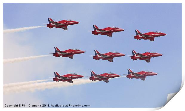 RAF Red Arrows at Eastbourne Print by Phil Clements