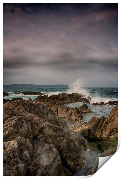  Barricane Beach Rocks, Woolacombe Print by Phil Clements