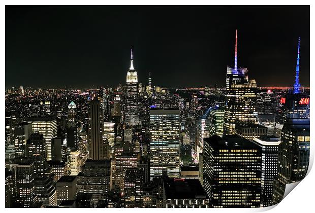 Manhattan At Night Print by Phil Clements
