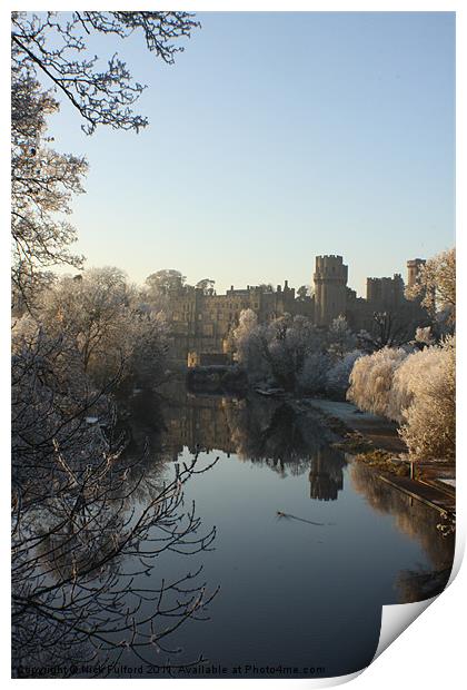 Warwick Castle in Winter Print by Nick Fulford
