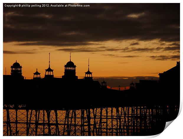 Silhouette pier  Sunrise Print by camera man