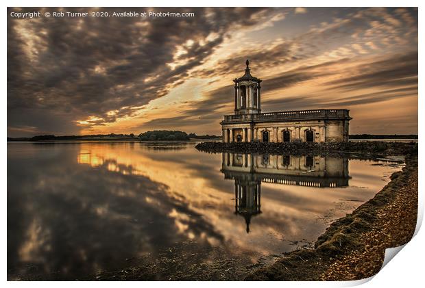 Normanton Church Rutland Water. Print by Rob Turner