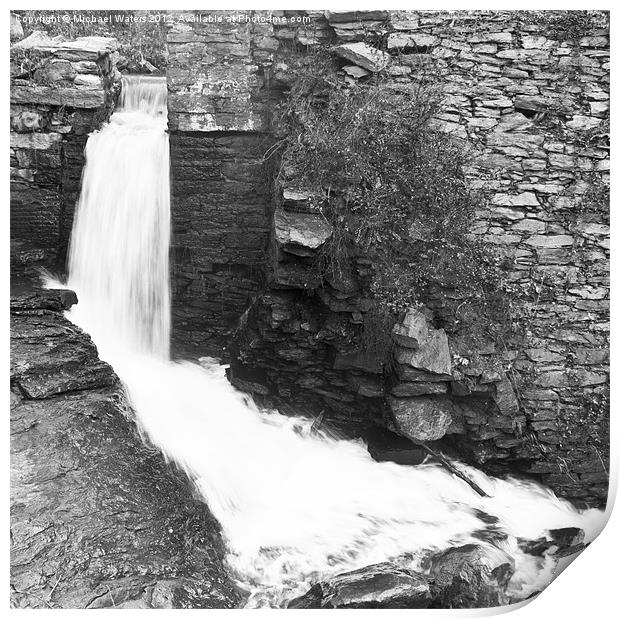 Peacefully Calm Waterfall B&W Print by Michael Waters Photography
