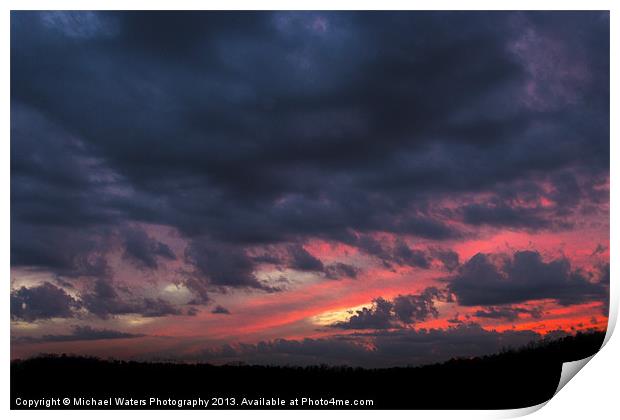 Angry Sunset Print by Michael Waters Photography