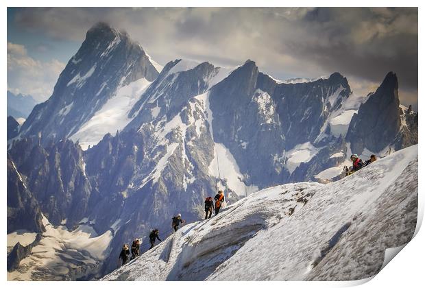 Climbers on the edge Print by Julian Bowdidge