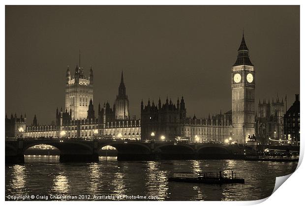 Night time in London Print by Craig Cheeseman