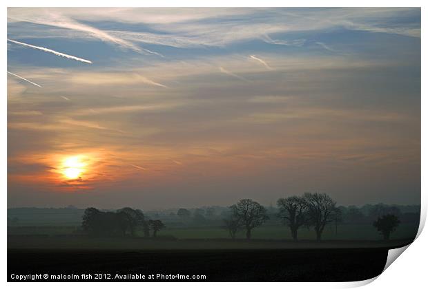SUNRISE OVER HIGH LEGH. Print by malcolm fish