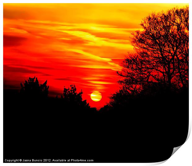 Red sunset Print by Jasna Buncic
