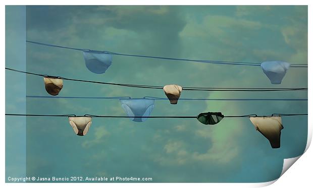 Underwear on a washing line Print by Jasna Buncic