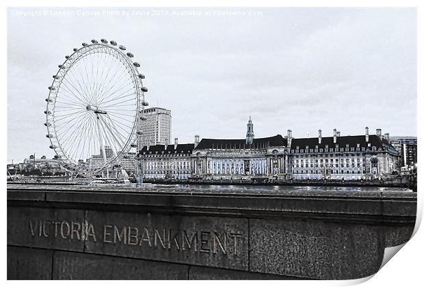 London Eye Mono Print by Jasna Buncic