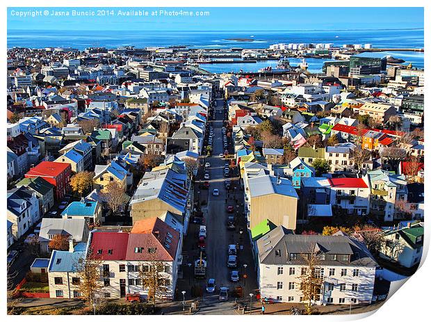 Reykjavik Cityscape Panorama Print by Jasna Buncic