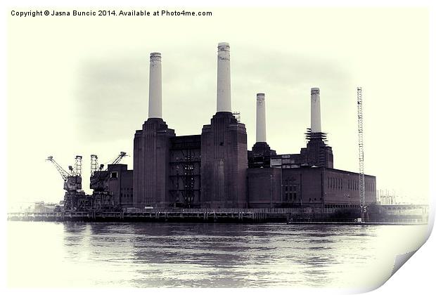 Battersea Power Station Vintage Print by Jasna Buncic