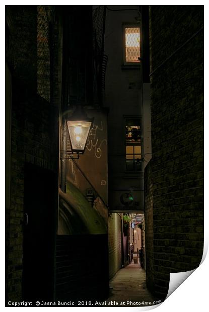 Dark Alley London Print by Jasna Buncic