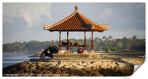 Locals Relaxing in Bali Print by Phil Parker