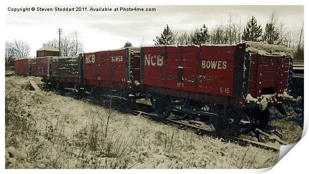 Red Coal Waggons Print by Steven Stoddart