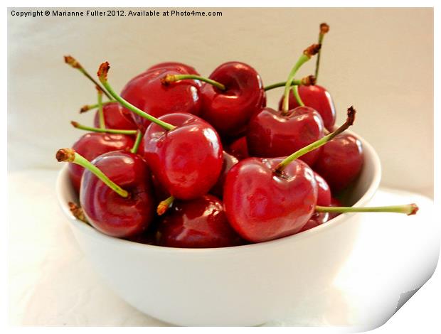 A Bowl of Cherries Print by Marianne Fuller