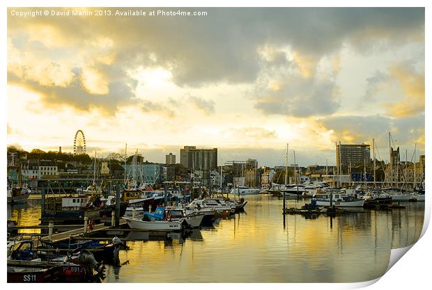 Captivating Plymouth Harbour Scene Print by David Martin