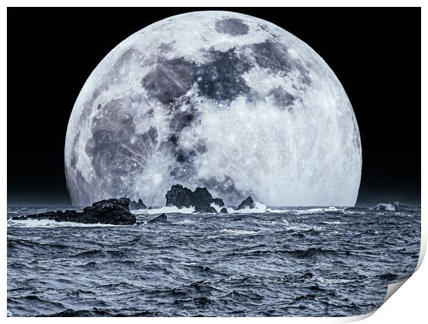 New Moon Rise Print by David Martin