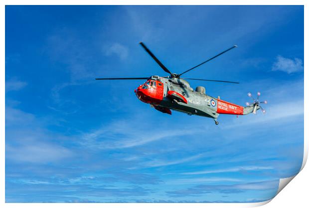 Royal Navy Rescue Helicopter Print by David Martin
