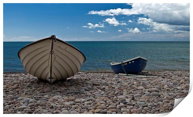  Two boats on a beach. Print by Steven Plowman