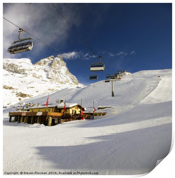 The slopes at Cervinia Print by Steven Plowman