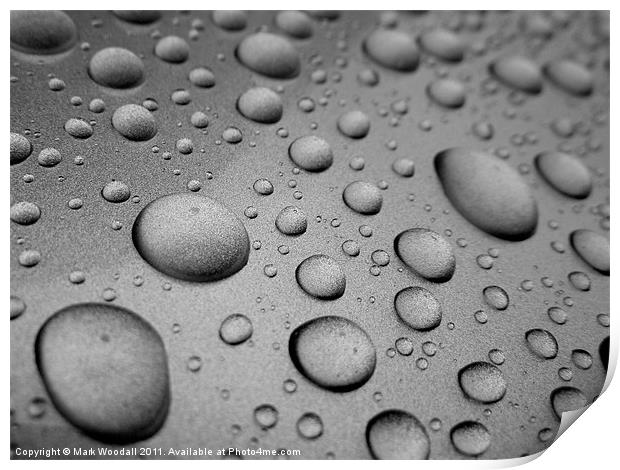 Water Beading on car after a polish Print by Mark Woodall