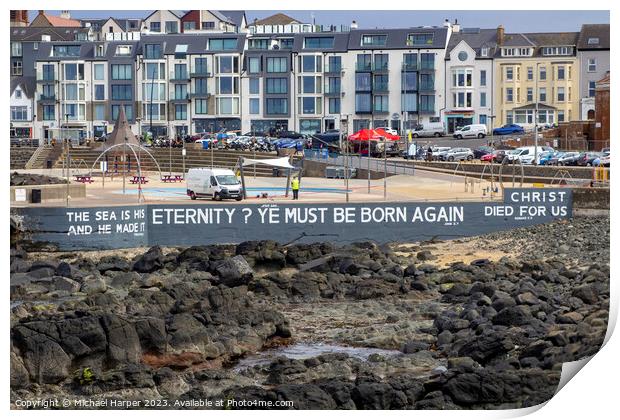 BibleText on the Portstewart seafront N Ireland Print by Michael Harper