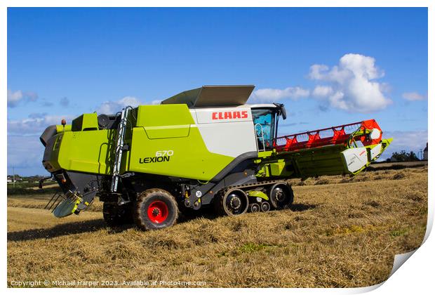A Cllaas lexion 570 Combine Harvester  Print by Michael Harper