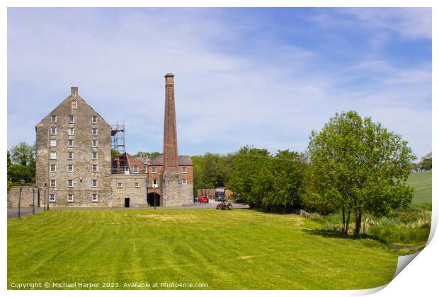 The historic Ballydugan flour mill and chimney stack Print by Michael Harper
