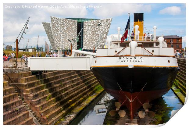 S S Nomadic in Dry dock at Belfast's Titanic Quart Print by Michael Harper
