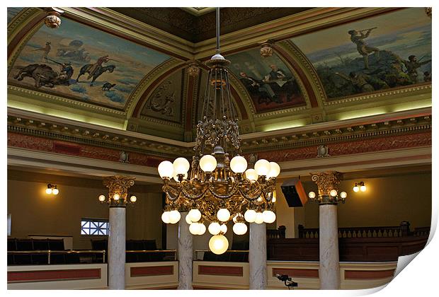 Chandelier in the Montana Capital Print by Larry Stolle