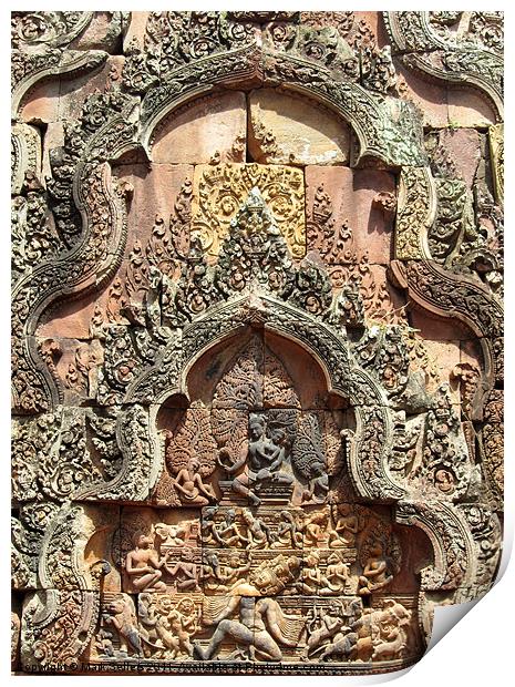 Banteay Srei Temple Chandi Carvings Print by Mark Sellers