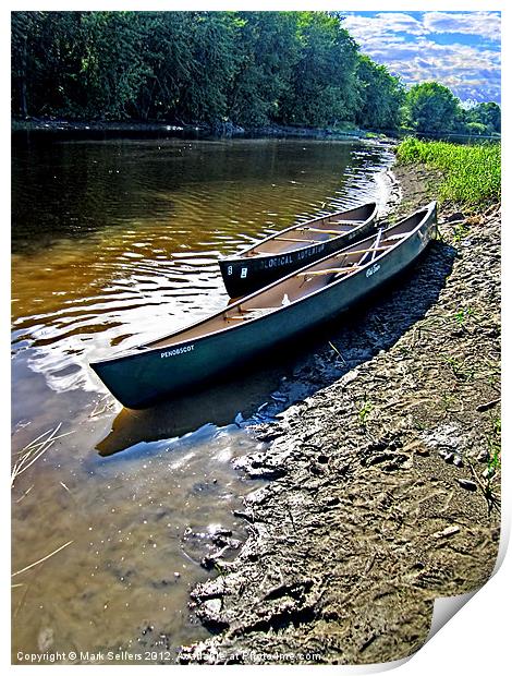 Two Canoes Print by Mark Sellers