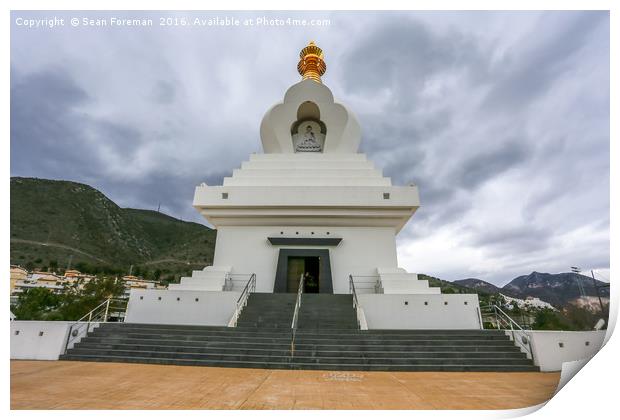 Serene Stupa of Benalmadena Print by Sean Foreman