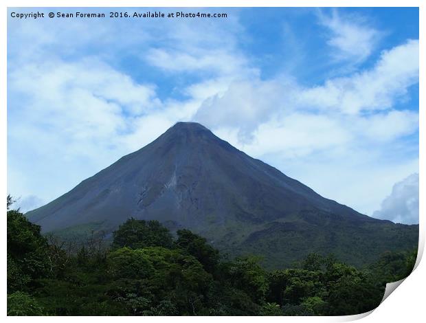 Fiery Costa Rican Mountain Print by Sean Foreman