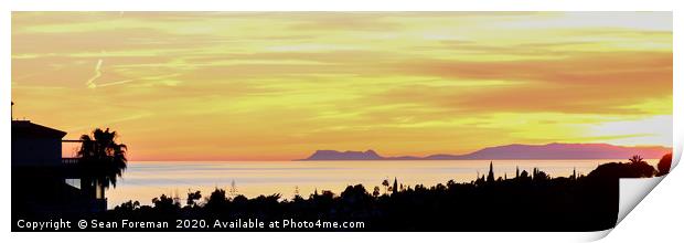 Gibraltar at Sunset Print by Sean Foreman