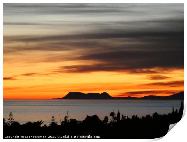 Gibraltar Sunset Print by Sean Foreman