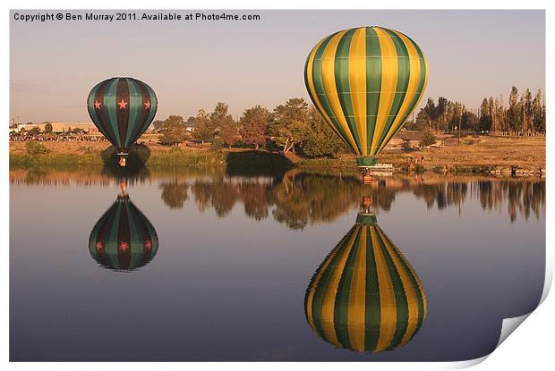 Hot Air Balloon Reflection Print by Ben Murray