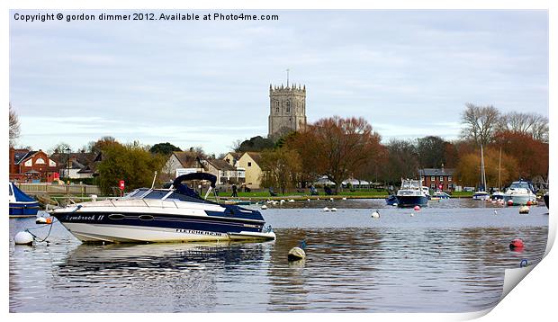 Christchurch from the river stour Print by Gordon Dimmer