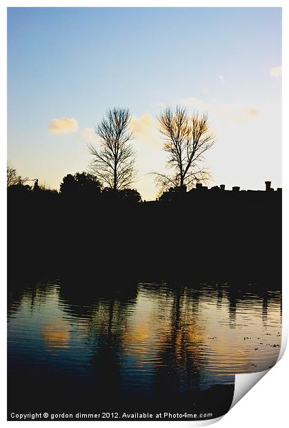 Sunset over Beaulieu hampshire Print by Gordon Dimmer