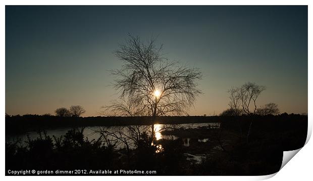 Reflections of a setting sun Print by Gordon Dimmer