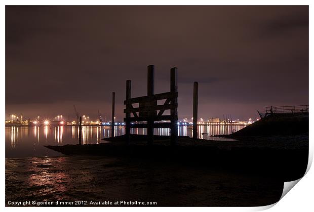 Southampton docks at night Print by Gordon Dimmer