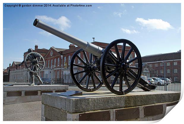Field Gun at Portsmouth Royal Dockyards Print by Gordon Dimmer